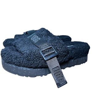 UGG Fluffita Black Platform Slide US 8